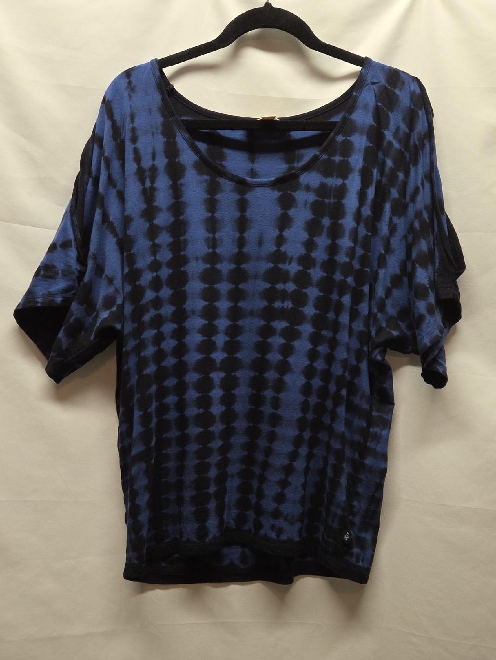 Michael Kors Cold Shoulder Top Lightweight Tie Dye Blue Black